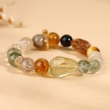 Natural Crystal Seven Chakra Multi-Gemstone Bracelet | Handmade Energy Stone Jewelry for Women