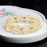 Natural Brazilian Citrine Crystal Pixiu Single-Circle Bracelet – Unisex Feng Shui Wealth Charm