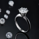 3ct Moissanite Solitaire Classic 6-prong Engagement Ring – Timeless Sparkle, Modern Elegance