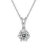 Classic 1.0Ct, 2.0Ct,3.0 Ct Moissanite Snowflake Pendant Necklace and Basket Single Stud Earring (Moissanite - ( D-VS1 ) - Color and Clarity - 92.5 Sterling Silver)