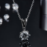 Classic 1.0Ct, 2.0Ct,3.0 Ct Moissanite Snowflake Pendant Necklace and Basket Single Stud Earring (Moissanite - ( D-VS1 ) - Color and Clarity - 92.5 Sterling Silver)