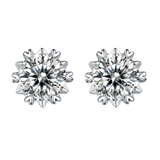 Classic 1.0Ct, 2.0Ct,3.0 Ct Moissanite Snowflake Pendant Necklace and Basket Single Stud Earring (Moissanite - ( D-VS1 ) - Color and Clarity - 92.5 Sterling Silver)