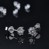 Classic 1.0Ct, 2.0Ct,3.0 Ct Moissanite Snowflake Pendant Necklace and Basket Single Stud Earring (Moissanite - ( D-VS1 ) - Color and Clarity - 92.5 Sterling Silver)